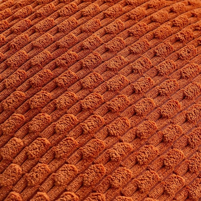 Set of 4 Burnt Orange Decorative Throw Pillow Covers 22x22 Inch Corduroy Pillow Covers for Bed Couch Sofa Living Room Soft Square Cushion Cases