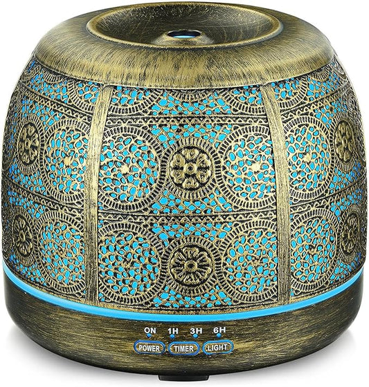 ARVIDSSON Essential Oil Diffuser 500ml, Aromatherapy Diffuser for Home, Ultrasonic Diffusers for Essential Oils, Metal Oil Diffuser with 7 Color LED Lights, Mist Timer and Auto Shut-Off Function