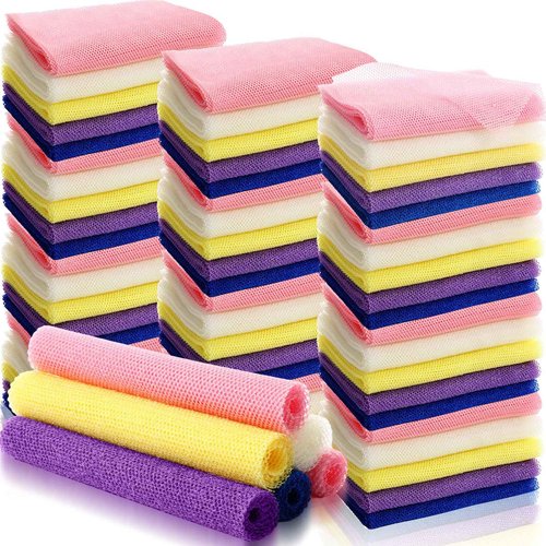 Sunnyray 100 Pcs African Net Sponge Authentic Bulk,Long Bath Sponge Net Exfoliating Shower Body Scrubber Back Scrubber Skin Smoother, Great for Daily Home Use, Beauty Salons, Spa Clubs, Nail Salons