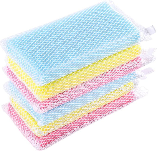Non-Scratch, Gentle Mesh Dishwashing Sponge, Quick Dry, Odor-Resistant Dish Sponge, Gentle Cleaning for Kitchen, Dishes, Household Cleaning, Stainless Steel & Non-Stick Pans (Pack of 6)