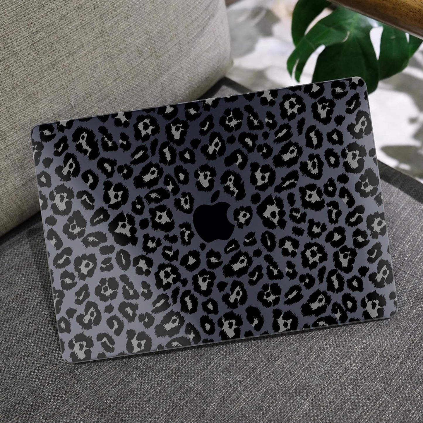 MEEgoodo for MacBook Air 13.3 inch Case 2021 2020 2019 2018 A2337 M1 A2179 A1932, Laptop Shell for MacBook Air M1 with Keyboard Webcam Cover & Trackpad Film & Type C Adapter,Snow Leopard Texture