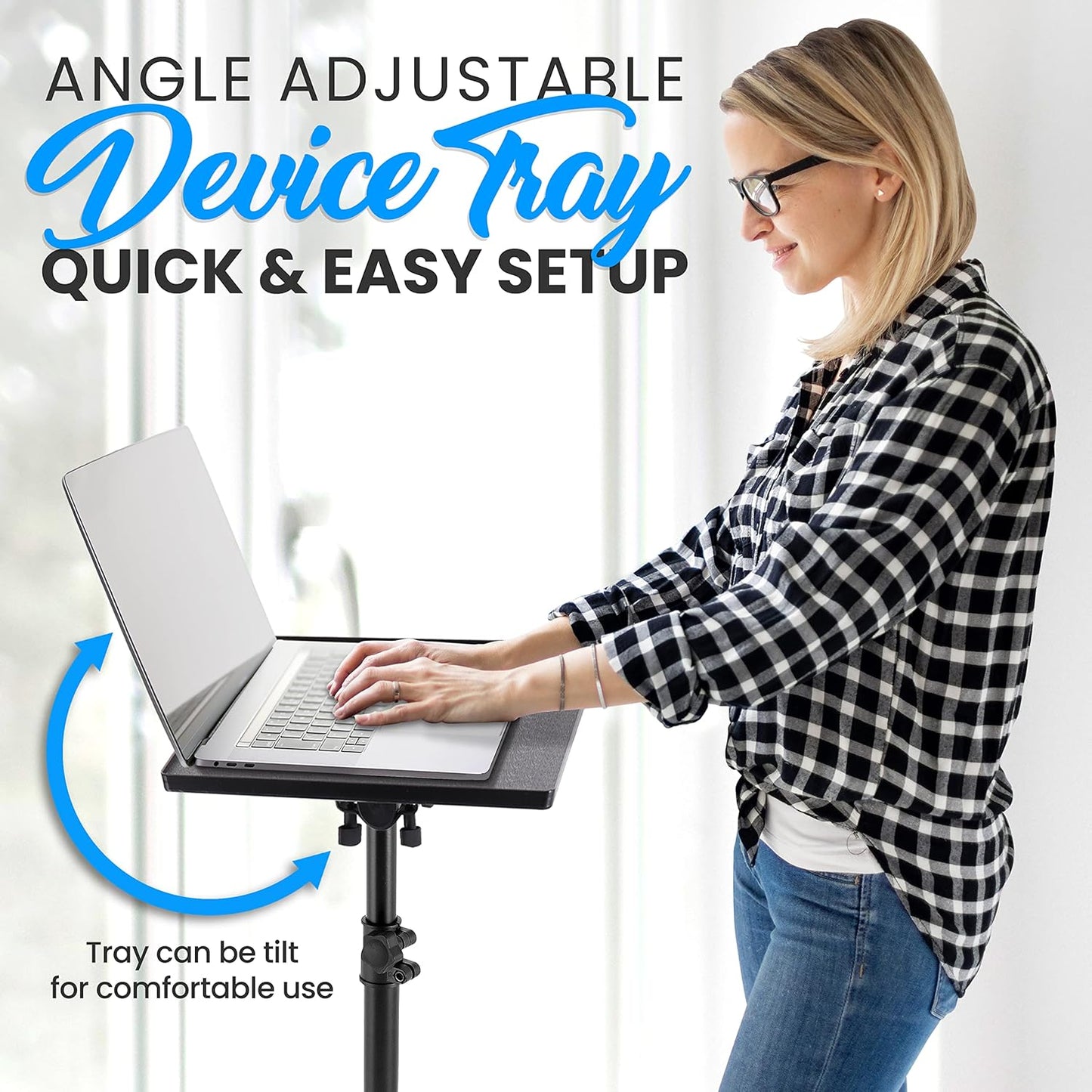 Pyle Universal Laptop Projector Tripod Stand - 2 Pcs Computer, Book, DJ Equipment Holder Mount Height Adjustable Up to 50 Inches w/ 20'' x 16'' Plate Size - Perfect for Stage or Studio Use PLPTS3X2