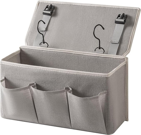Bedside Caddy/Bedside Storage Organizer Hanging Bag with Three Options,Suitable for home beds, sofas, and dormitory beds—can hold magazines, books, phones, iPads, remote controls. (Gray)