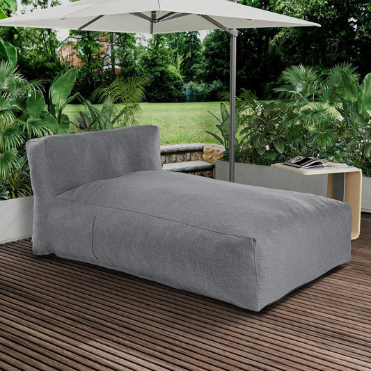 Outdoor Bean Bag Lounger Chair, Big Comfy Outdoor Daybed for Sunbathing and Tanning - Water-Resistant Patio Chaise and Pool Sun Lounger Furniture for Beach Deck (Charcoal Grey)