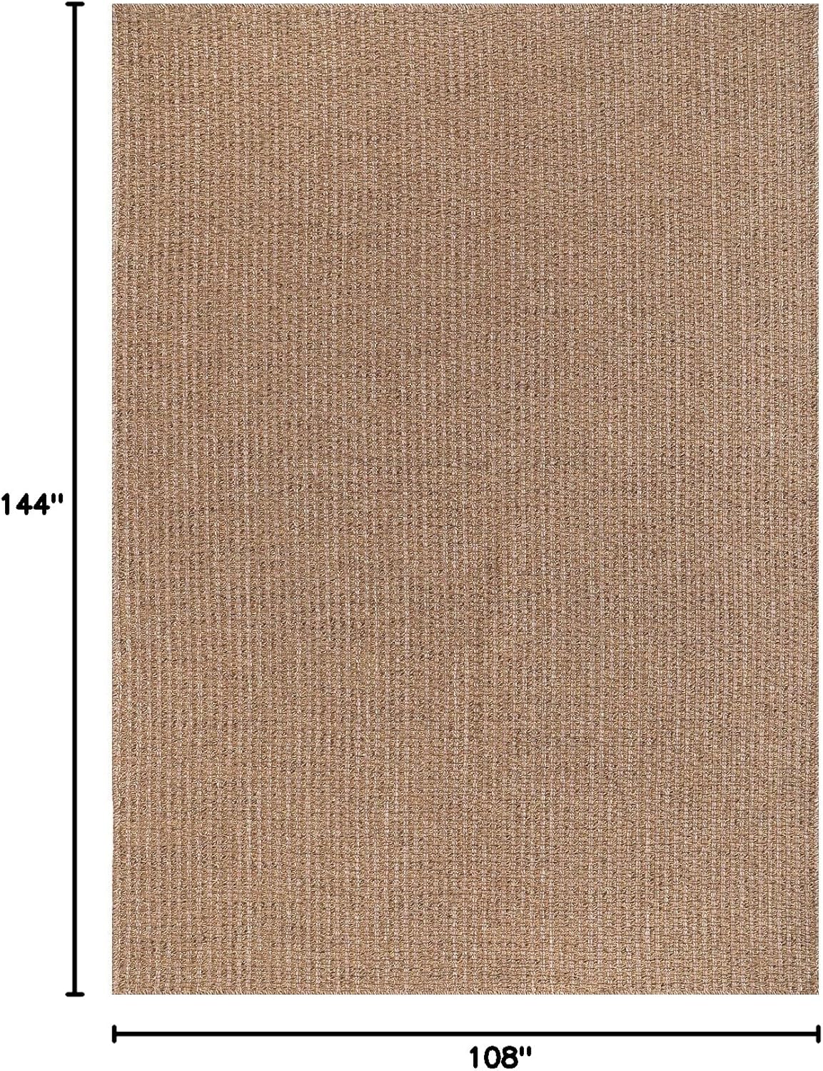Easy Jute Rug 9x12 Indoor Outdoor Natural Rugs Solid Fiber Rug Woven Area Rug Boho Easy Clean Inside Carpet for Living Room Bedroom Dining Room Hallway or Outdoor Patio Porch (9 X 12 Natural)
