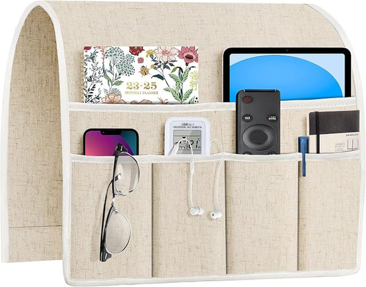 Joywell Armrest Organizer Remote Holder for Recliner Armchair Caddy Couch Sofa Arm Chair Caddie with 6 Pocket Storage for Magazine, Phone, iPad,Oatmeal