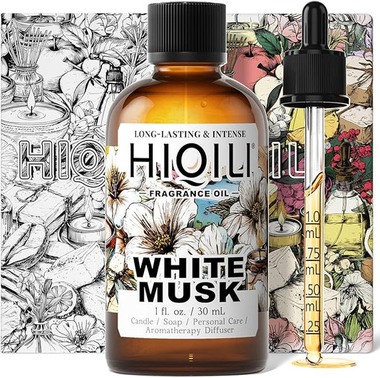 HIQILI White Musk Fragrance Oil, Musk Perfume for Women - 1 Fl Oz | Candle Scents for Candle Making, Soap Making Supplies, for Diffuser Use