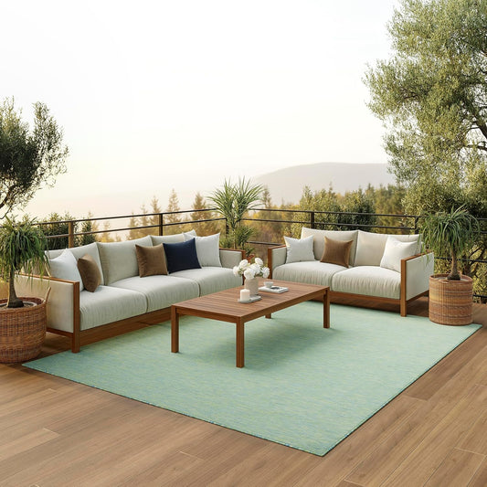 Nourison Positano Indoor/Outdoor Blue/Green 8' x 10' Area Rug, Easy Cleaning, Non Shedding, Bed Room, Living Room, Dining Room, Backyard, Deck, Patio (8x10)