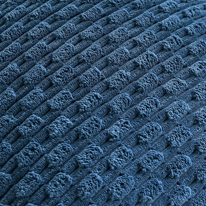 Set of 4 Blue Decorative Throw Pillow Covers 12x20 Inch Corduroy Pillow Covers for Bed Couch Sofa Living Room Soft Cushion Cases