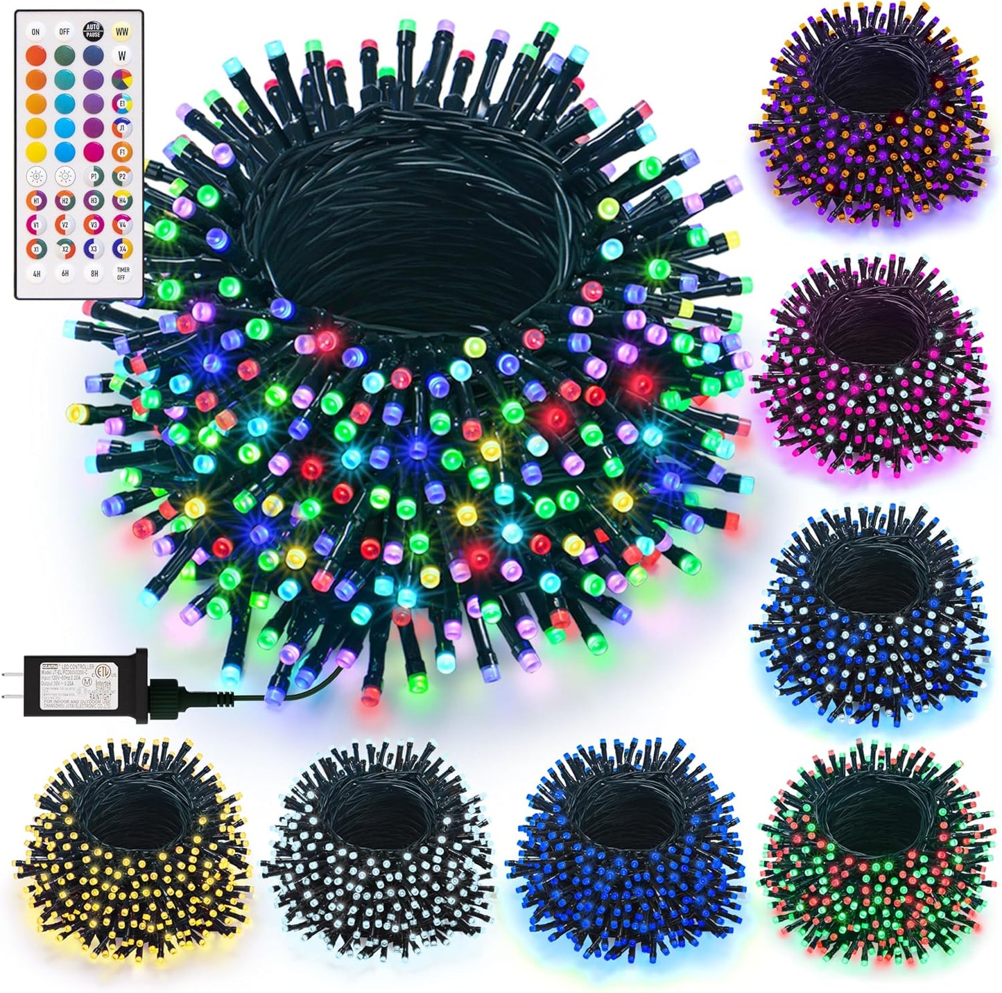 LitHome 99ft 300Led Color Changing String Lights with Remote,35 Colors RGB Christmas Lights with Timer,Dimmable Led String Light Outdoor,Xmas Tree Light Indoor Plug in for Halloween Fall Party Decor