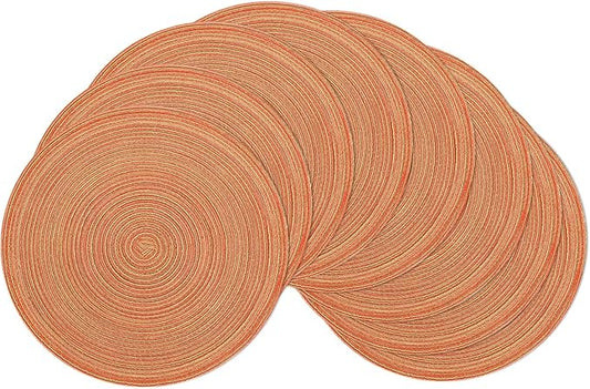 SHACOS Round Braided Placemats Set of 8 Fall Place Mats Washable Polyester 15 inch Round Table Mats for Dining Table Wedding Party Decor (Fall Color Mix, 8)