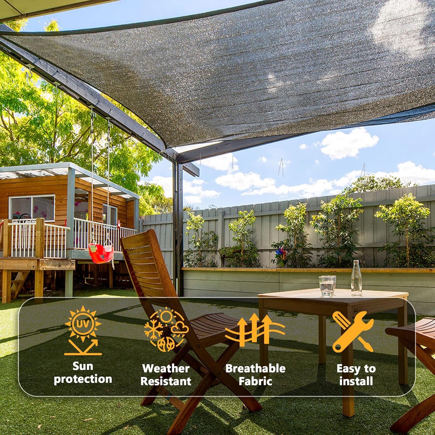 VICLLAX 70% Shade Cloth, 4x5FT Durable Black Mesh Trap with Every 3 FT Grommet, Sun Shade Fabric Netting for for Plants Cover, Greenhouse, Chicken Coop, Barn Kennel, Garden Patio