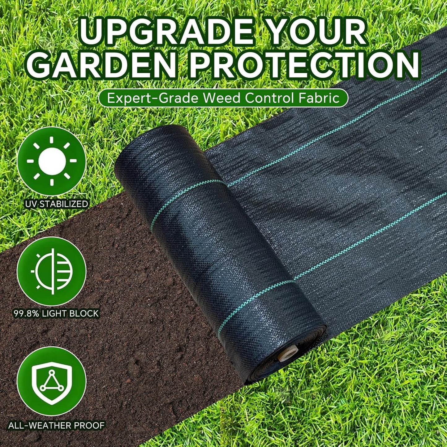 Weed Barrier Landscape Fabric Heavy Duty,3.2 OZ Premium Garden Weed Blocker Fabric for Weed Control, Plastic Ground Cover with Woven Weed Cloth,Durable Landscaping Fabric (2.8 X 200FT)