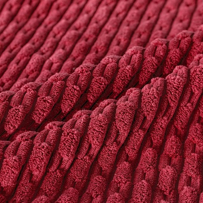 Set of 4 Burgundy Decorative Throw Pillow Covers 22x22 Inch Corduroy Pillow Covers for Bed Couch Sofa Living Room Soft Square Cushion Cases
