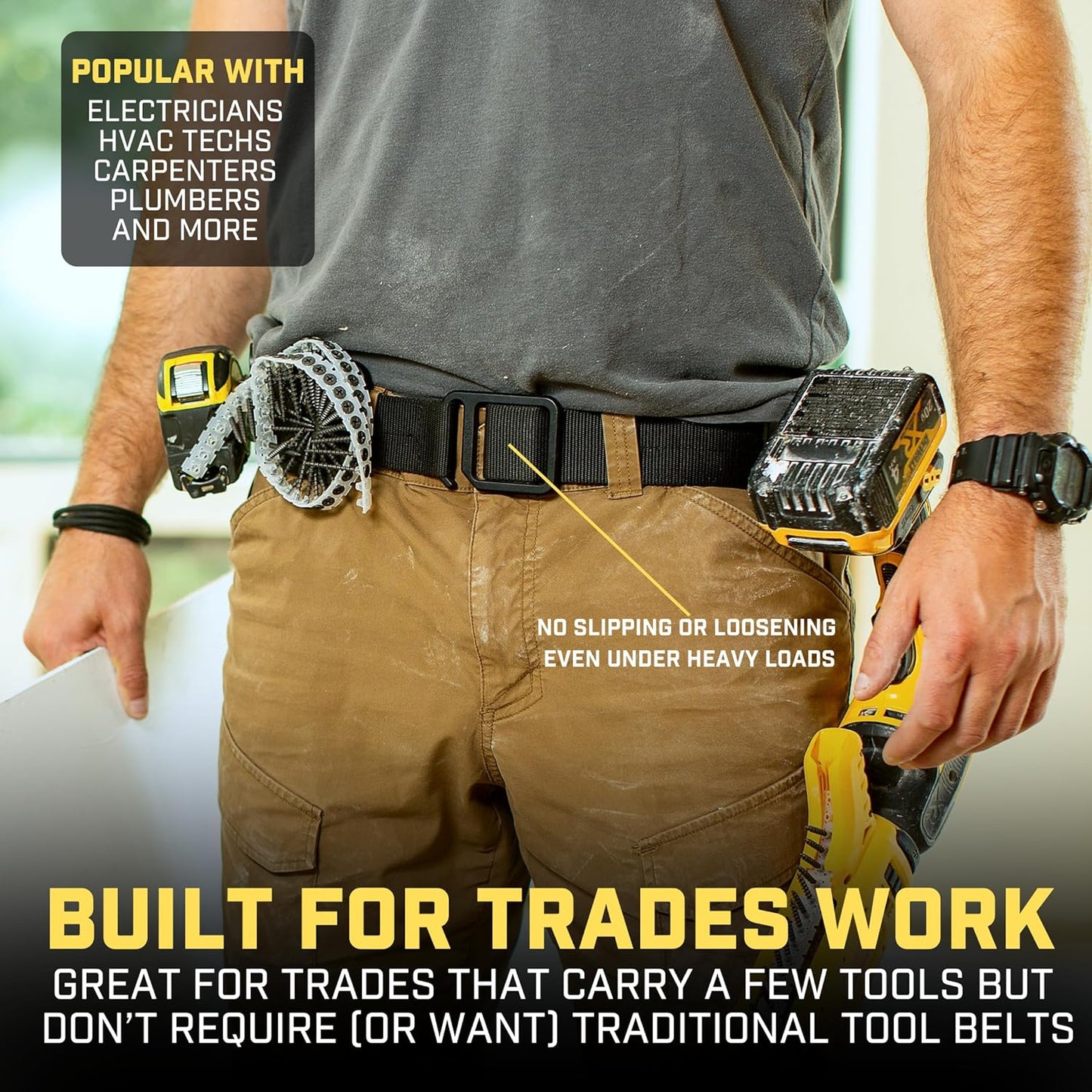 Modbelt | Modular EDC Tool Belt - 1.75 Inch Adjustable Black MIL-SPEC Nylon with Black Metal Buckle