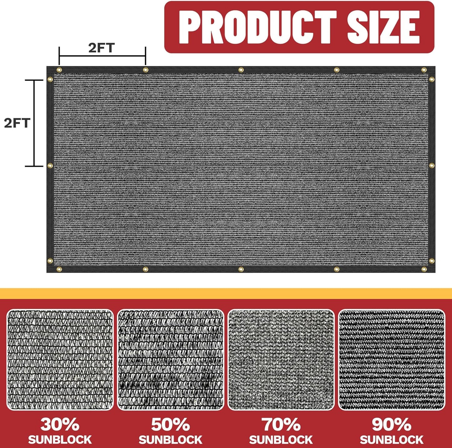 ShadeMart 50% Shade Cloth for Plant, Black 7FT x 37FT Custom Size Outdoor Shade Tarp, Shade Cover with Upgrade Grommets and Zip Ties, Netting Sunblock Net for Vegetables Flower Garden Greenhouse
