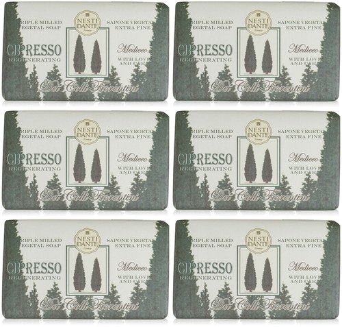 Saponeria Nesti Firenze:"Cipresso Mediceo" Regenerating Triple Milled Perfumed Vegetal Soap,"Dei Colli Fiorentini" Line 8.8 Ounces (250g) Package (Pack of 6) [ Italian Import ]