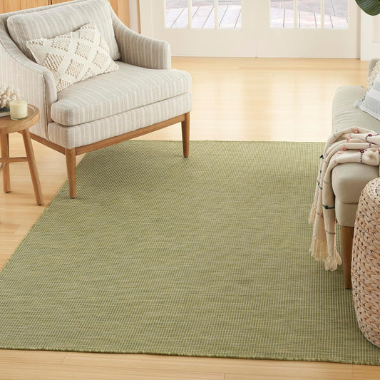 Nourison Home Positano Indoor/Outdoor Green 4' x 6' Area Rug, Easy Cleaning, Non Shedding, Bed Room, Living Room, Dining Room, Backyard, Deck, Patio (4x6)